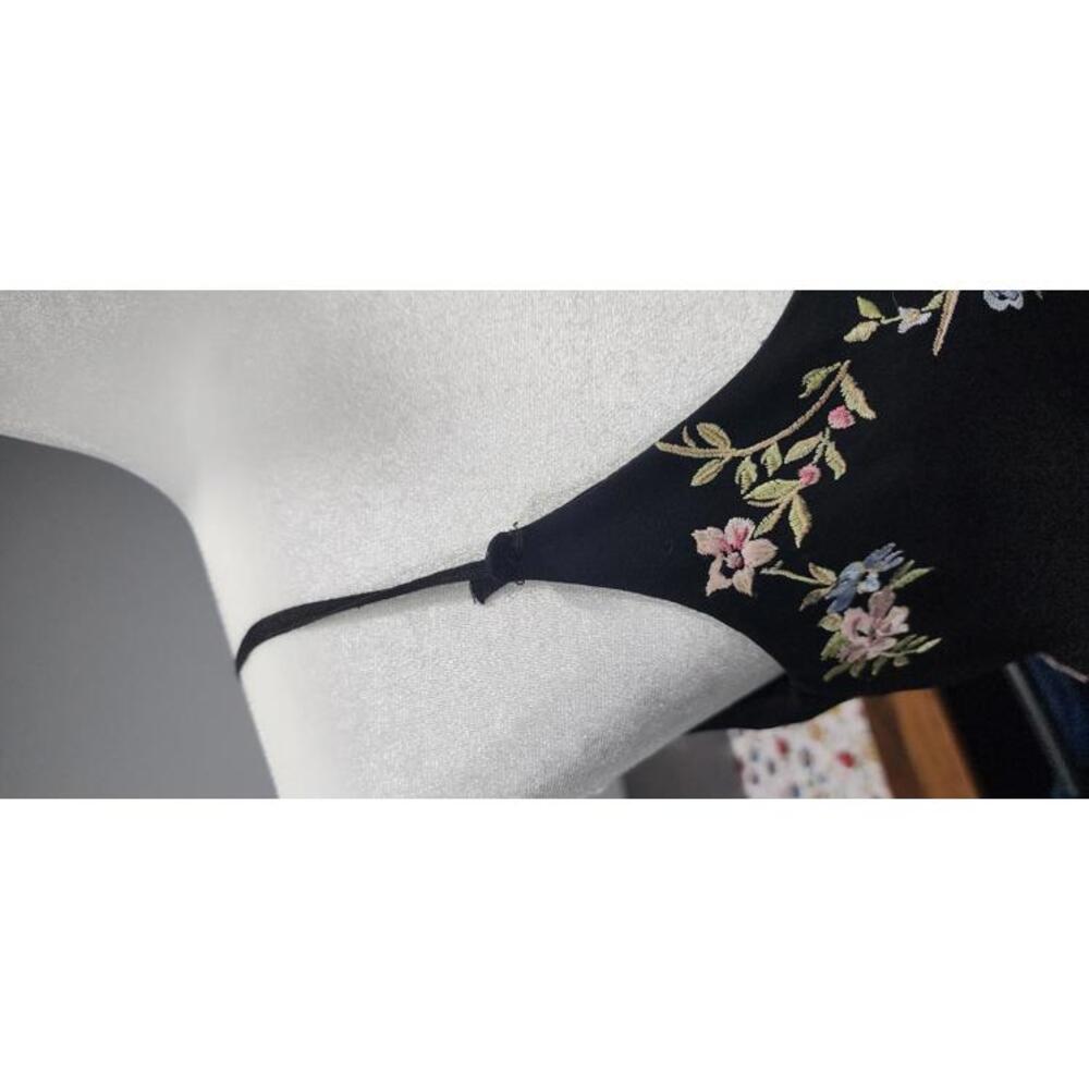 Elegant Black Floral Embroidered Slip Dress #3 - Picture 4 of 7